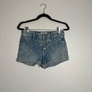 Hollister Bleach Dyed Style Button Fly High Waisted Shorts Size 5